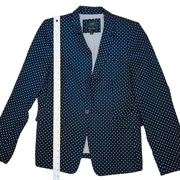 J. Crew Women’s Sz 8 Navy Blue Dot Regent Blazer Linen Single Button - Picture 14 of 15